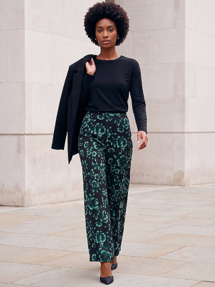 Roman Green Floral Print Trousers - Image 2 of 4