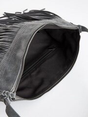 Grey Fringe Hobo Shoulder Bag - Image 11 of 11