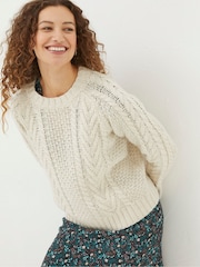 FatFace Natural Candice Cable Crew Jumper - Image 1 of 5