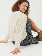 FatFace Natural Candice Cable Crew Jumper - Image 2 of 5