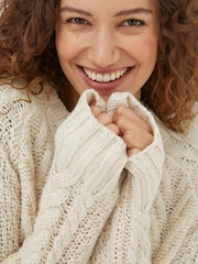 FatFace Natural Candice Cable Crew Jumper - Image 4 of 5