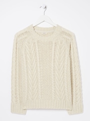 FatFace Natural Candice Cable Crew Jumper - Image 5 of 5