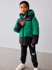Baker By Ted Baker Green Shower Resistant Colourblock Padded Coat - Image 1 of 18