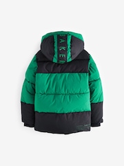 Baker By Ted Baker Green Shower Resistant Colourblock Padded Coat - Image 10 of 18