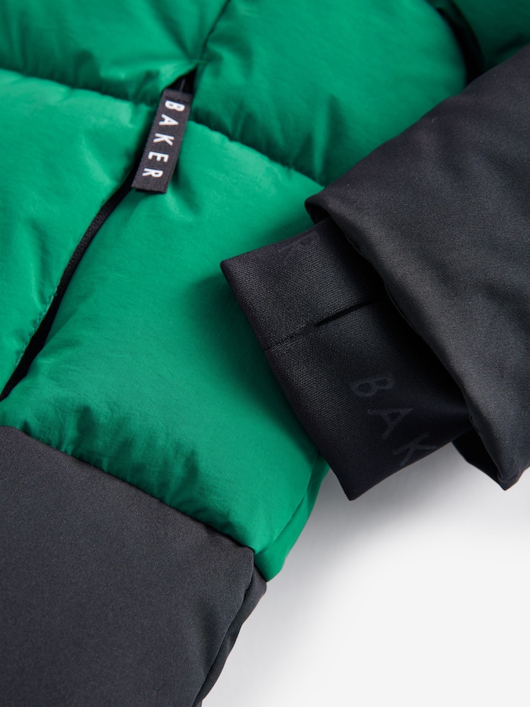Baker By Ted Baker Green Shower Resistant Colourblock Padded Coat - Image 12 of 18