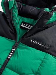 Baker By Ted Baker Green Shower Resistant Colourblock Padded Coat - Image 13 of 18