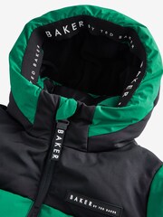 Baker By Ted Baker Green Shower Resistant Colourblock Padded Coat - Image 15 of 18