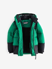 Baker By Ted Baker Green Shower Resistant Colourblock Padded Coat - Image 9 of 18