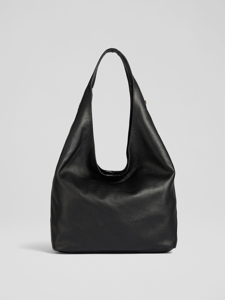 LK Bennett Black Soula Leather Slouchy Shoulder Bag - Image 1 of 5