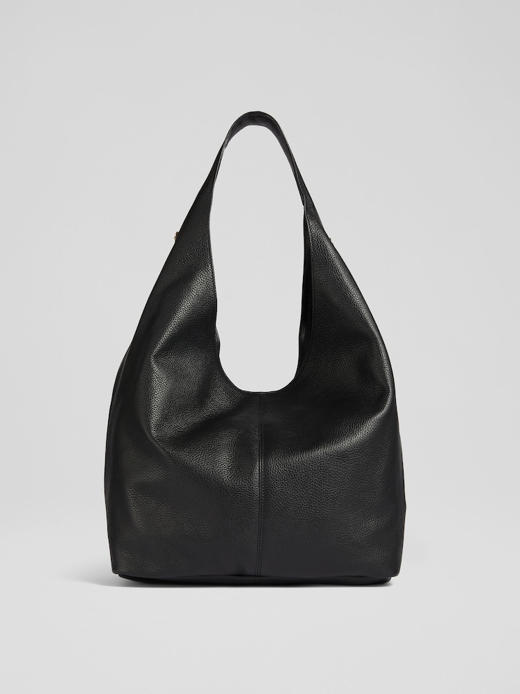 LK Bennett Black Soula Leather Slouchy Shoulder Bag - Image 2 of 5