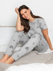 Long Tall Sally Grey Animal Heart Print 100% Cotton Pyjama Set - Image 3 of 4
