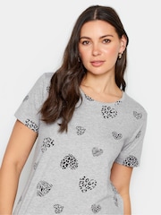 Long Tall Sally Grey Animal Heart Print 100% Cotton Pyjama Set - Image 4 of 4