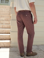 Pink Slim Fit Linen Blend Suit Trousers - Image 2 of 8