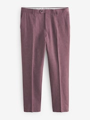 Pink Slim Fit Linen Blend Suit Trousers - Image 8 of 8