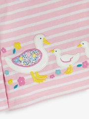JoJo Maman Bébé Pink Stripe Duck Appliqué Top - Image 3 of 3