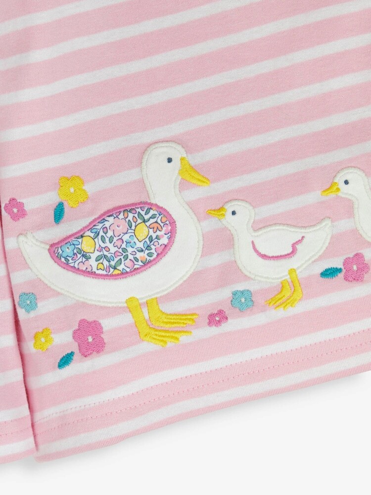 JoJo Maman Bébé Pink Stripe Duck Appliqué Top - Image 3 of 3