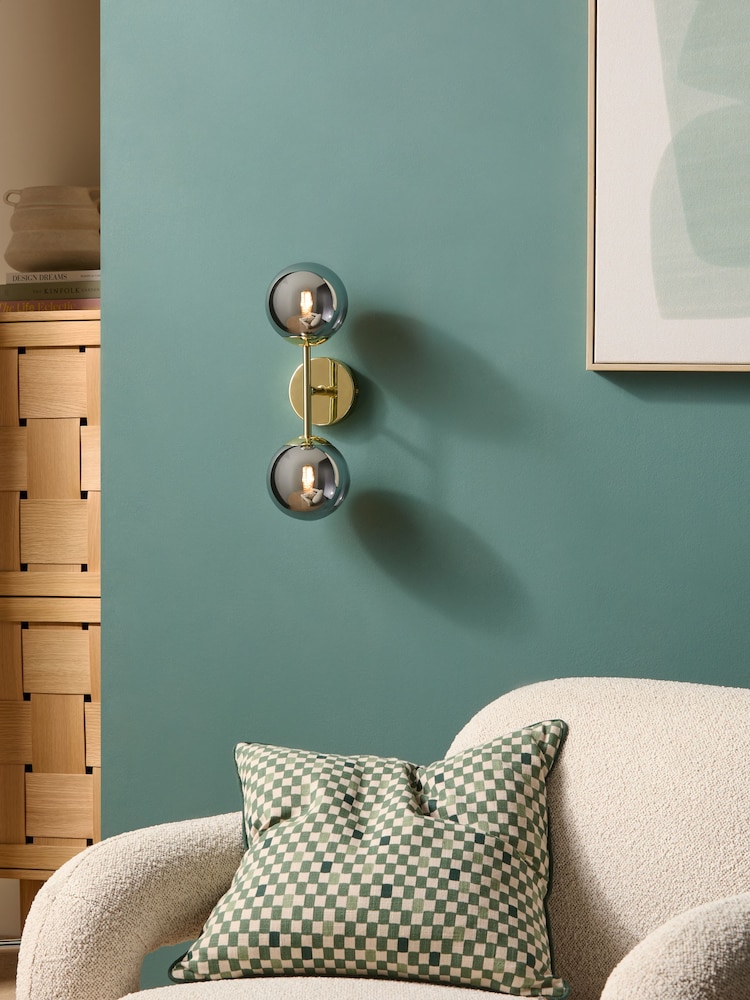 MADE.COM Gold/Smoke Grey Globe Wall Light - Image 1 of 6