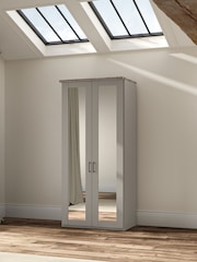Wiemann Pebble Grey Truro Double Mirror Semi Fitted Wardrobe - Image 1 of 4