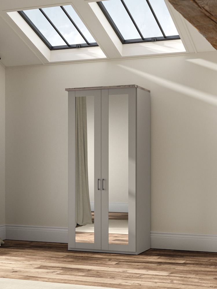 Wiemann Pebble Grey Truro Double Mirror Semi Fitted Wardrobe - Image 1 of 4