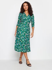 M&Co Green Wrap Gathered Dress - Image 1 of 4