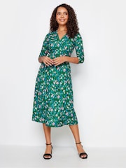 M&Co Green Wrap Gathered Dress - Image 2 of 4