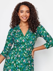 M&Co Green Wrap Gathered Dress - Image 4 of 4