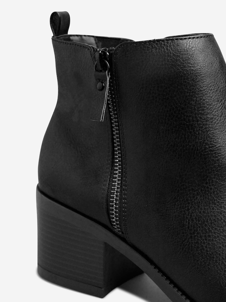 Yours Curve Black Side Zip Block Heels - Image 4 of 4