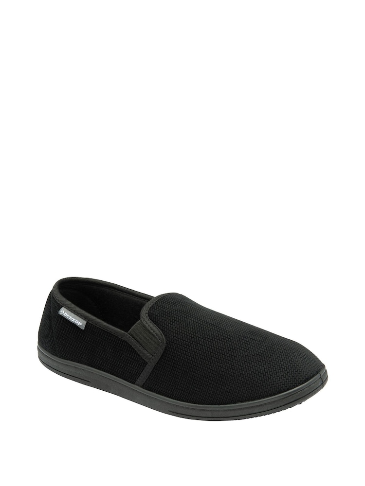 Dunlop Black Mens Twin Gusset Full Slippers - Image 1 of 4