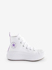 Converse White/Purple Move Platform High Top Junior Trainers - Image 1 of 9
