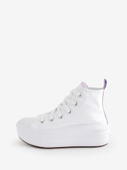 Converse White/Purple Move Platform High Top Junior Trainers - Image 2 of 9