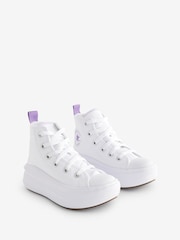 Converse White/Purple Move Platform High Top Junior Trainers - Image 3 of 9