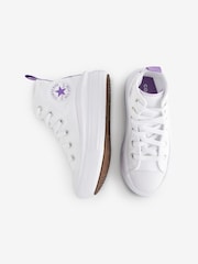 Converse White/Purple Move Platform High Top Junior Trainers - Image 4 of 9