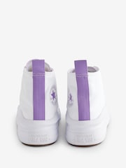 Converse White/Purple Move Platform High Top Junior Trainers - Image 5 of 9