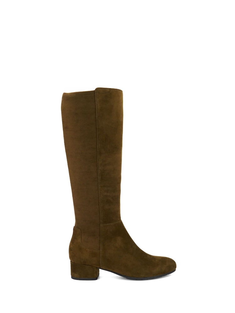 Dune London Brown Standard Fit Tayla Smart Stretch High Leg Boots - Image 1 of 5