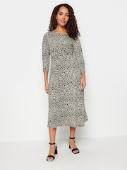 M&Co Brown Gathered Waist Midi Dress - Image 1 of 4