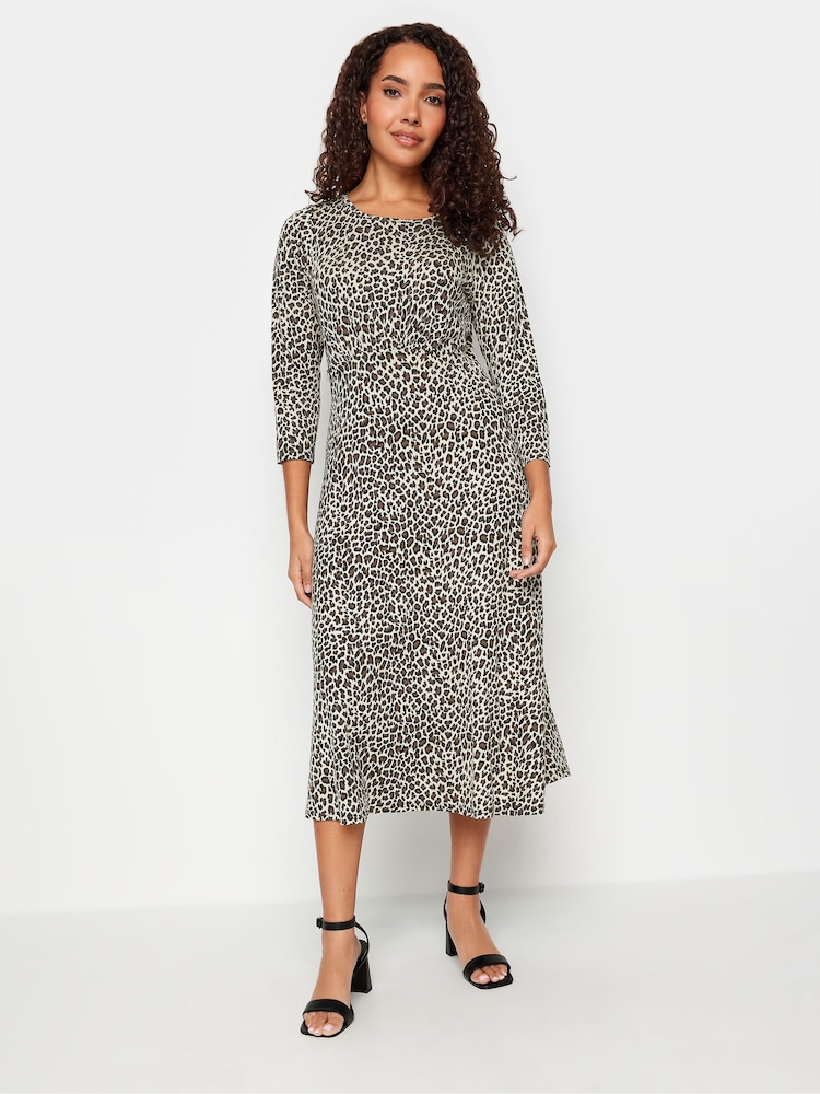 M&Co Brown Gathered Waist Midi Dress - Image 1 of 4