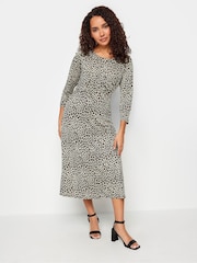 M&Co Brown Gathered Waist Midi Dress - Image 3 of 4