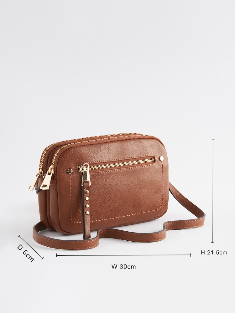 Tan Brown Utility Stud Cross-Body Bag - Image 4 of 10