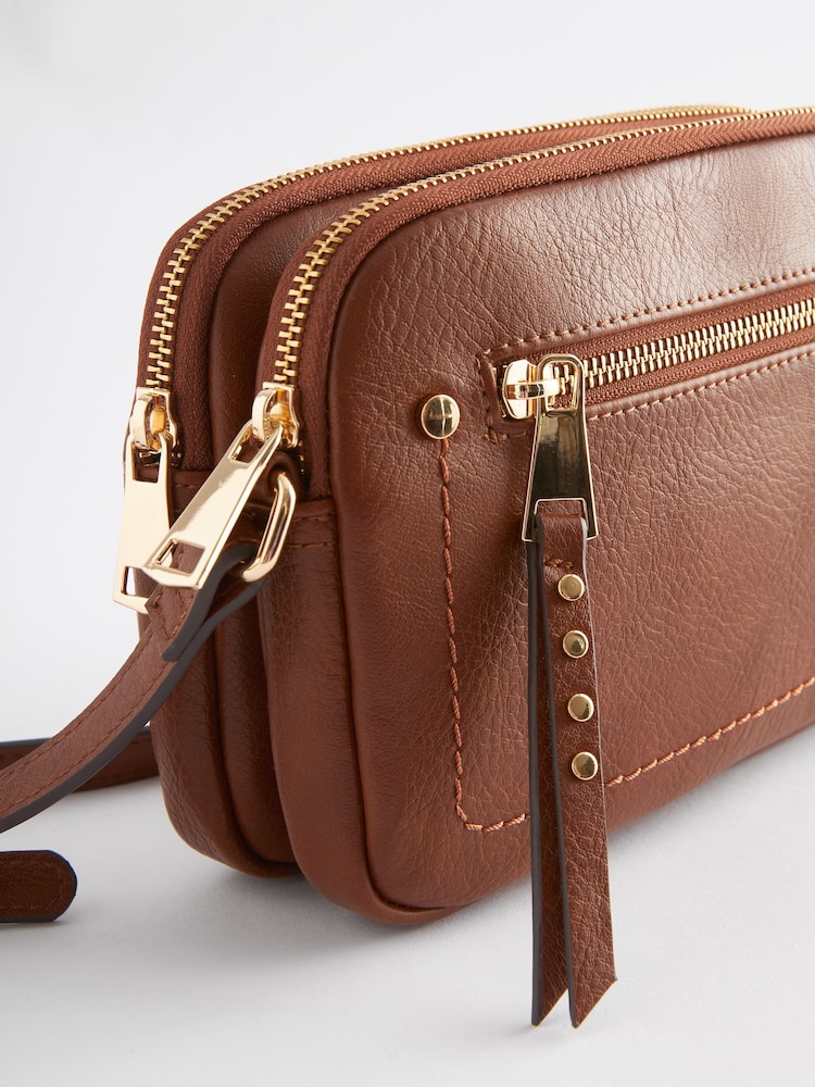 Tan Brown Utility Stud Cross-Body Bag - Image 9 of 10