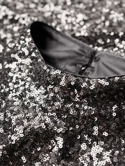 Superdry Silver Sequin Mock Neck Mini Dress - Image 4 of 8