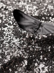 Superdry Silver Sequin Mock Neck Mini Dress - Image 7 of 8
