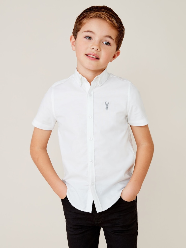 Alb - Mânecă scurtă Cotton Rich Oxford Shirt (3-16yrs) - Image 1 of 5