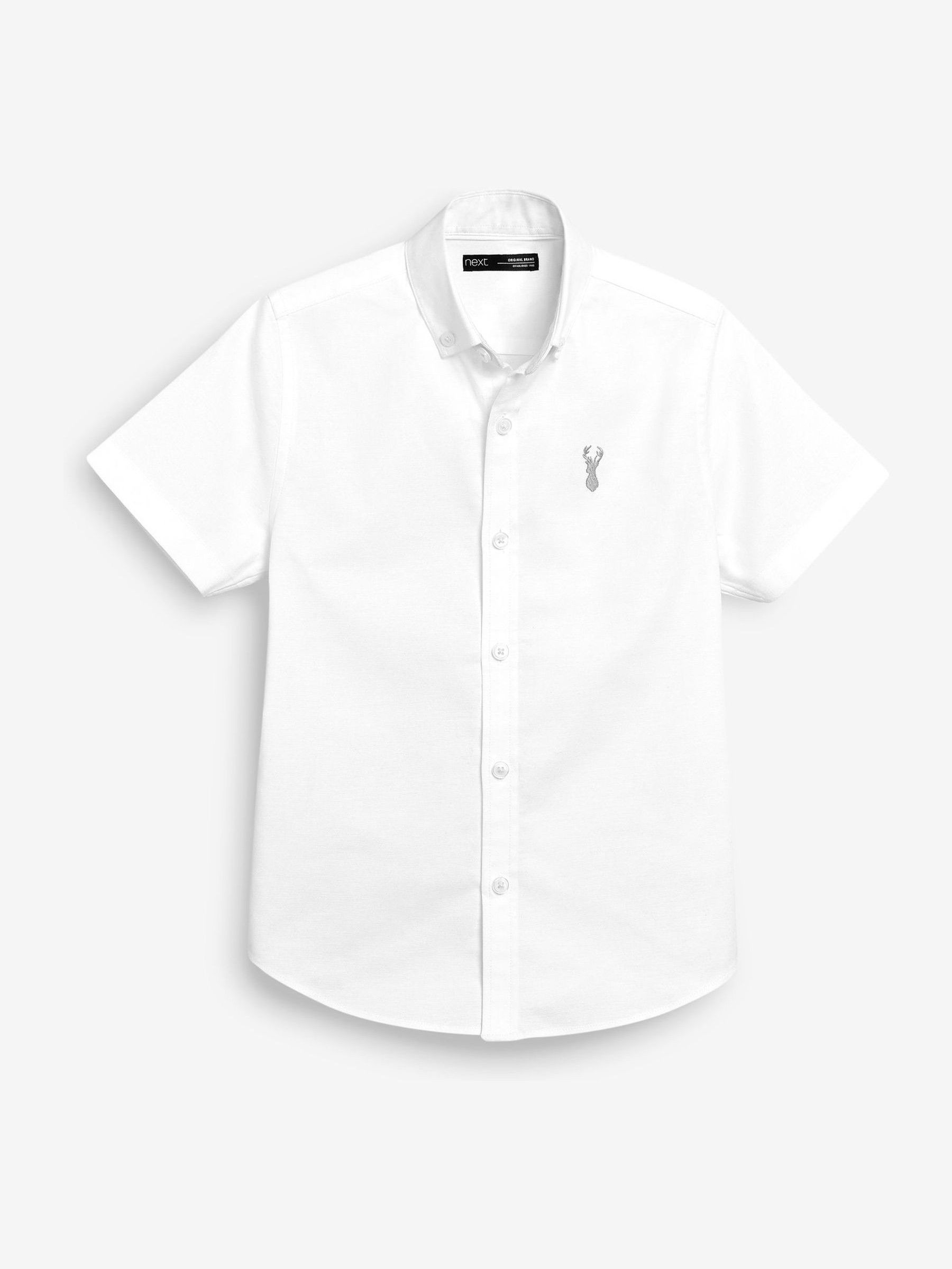 Buy White Logo Short Sleeve Cotton Rich Oxford Shirt (3-16yrs