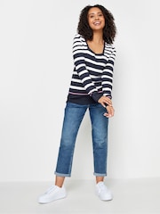 M&Co Navy Blue & White Petite Long Sleeve Stripe Jumper - Image 2 of 6