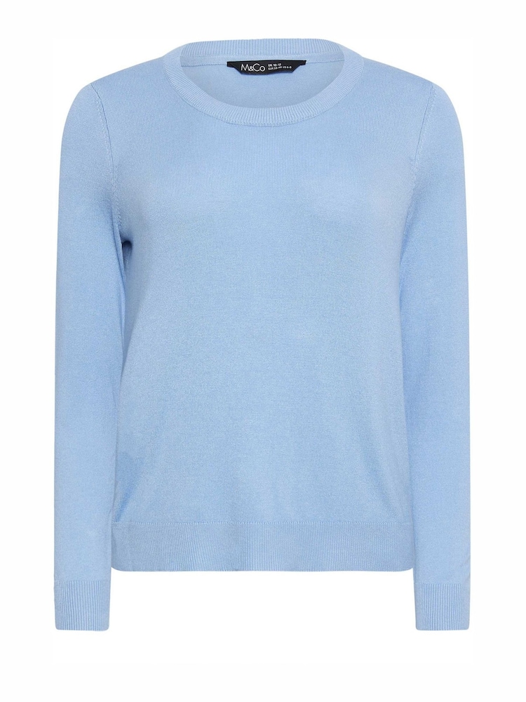 M&Co Blue Petite Crew Neck Jumper - Image 4 of 4
