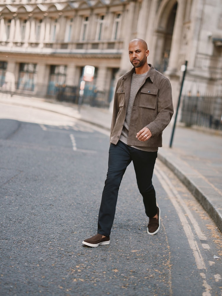 Dark Stone Grey Button Through Faux Suede Shacket - Image 2 of 8