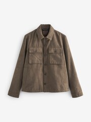 Dark Stone Grey Button Through Faux Suede Shacket - Image 3 of 8