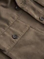 Dark Stone Grey Button Through Faux Suede Shacket - Image 5 of 8