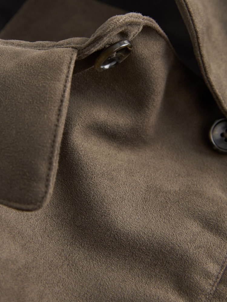 Dark Stone Grey Button Through Faux Suede Shacket - Image 6 of 8