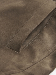 Dark Stone Grey Button Through Faux Suede Shacket - Image 7 of 8